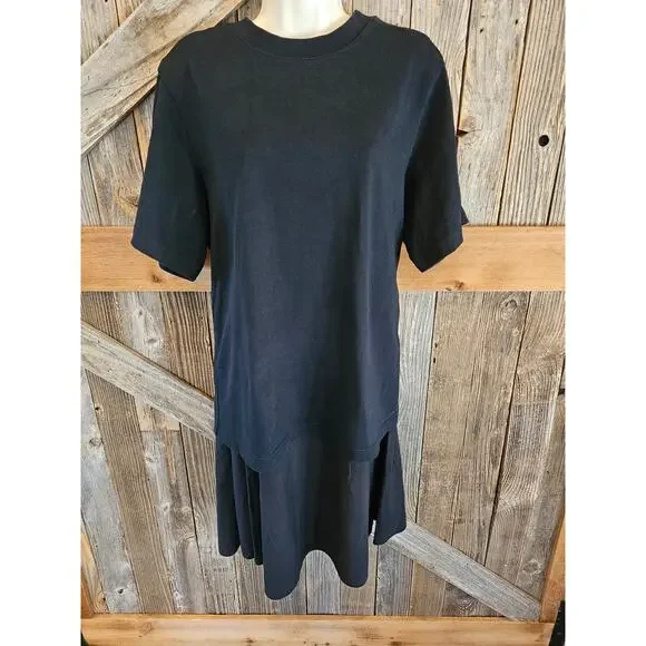 Cos black long Layered lower pleat ruffle sweater dress short sleeve grunge emo - Picture 2 of 9